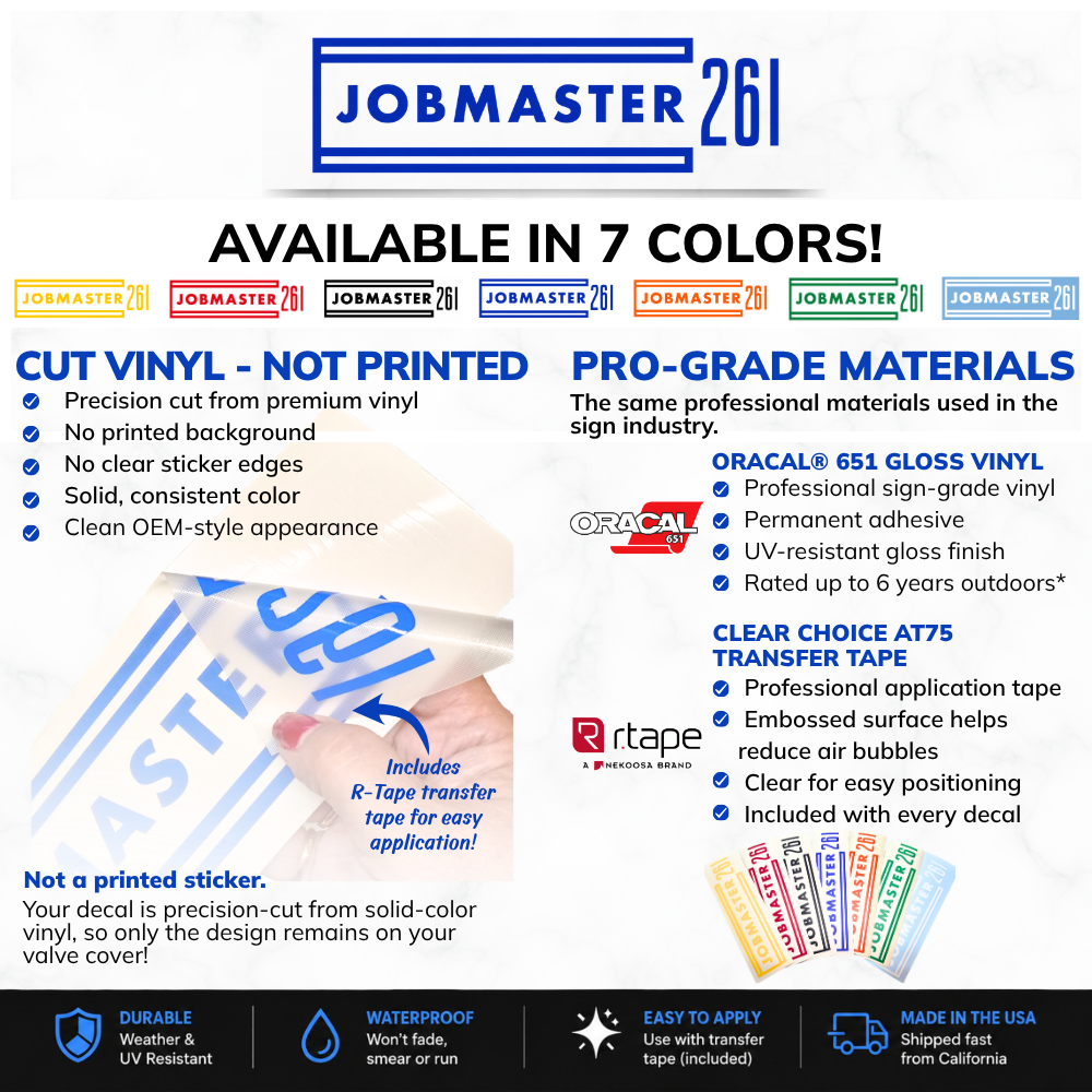 Valve Cover Engine Decal - Jobmaster 261 - Image 2