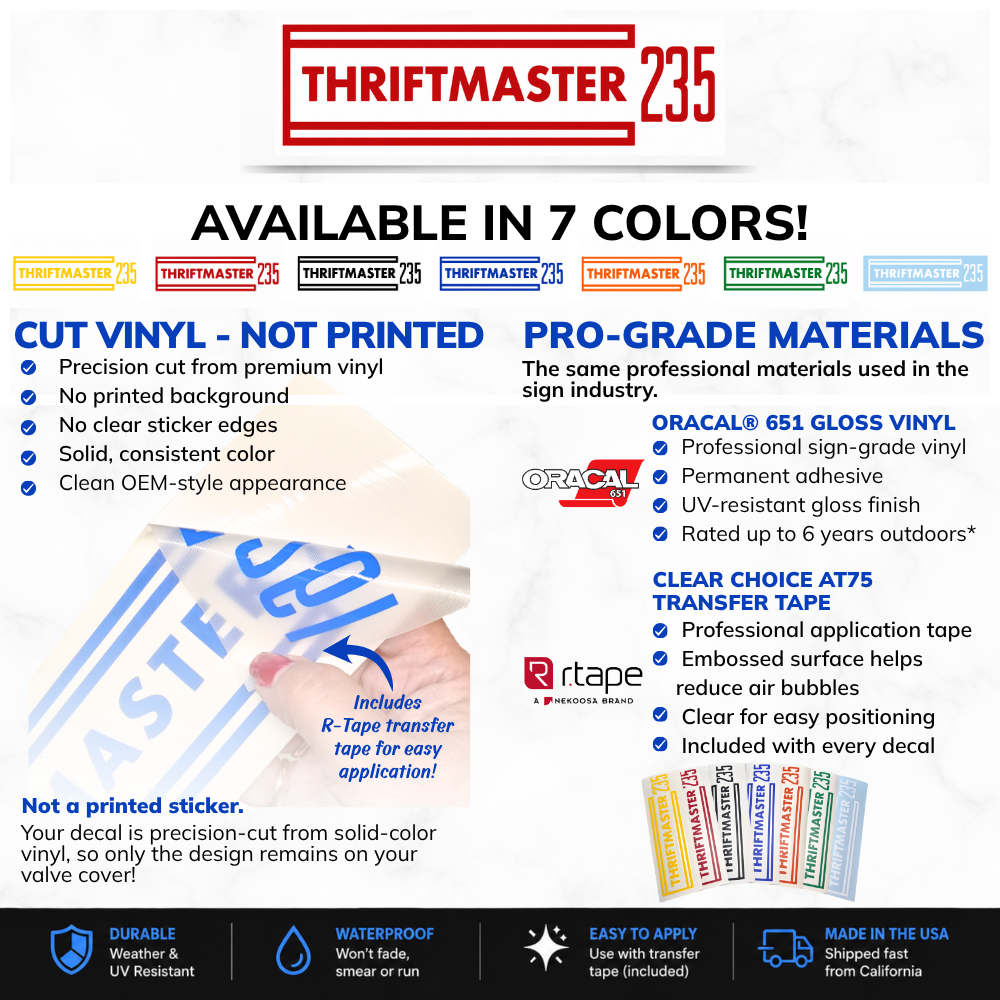 Valve Cover Engine Decal - Thriftmaster 235 - Image 2